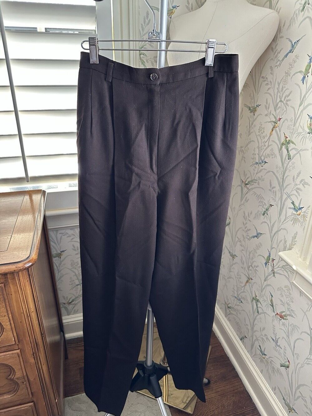 Vtg JH Collectibles Womens Pants Wool Trouser Pleated Front Brown USA 10